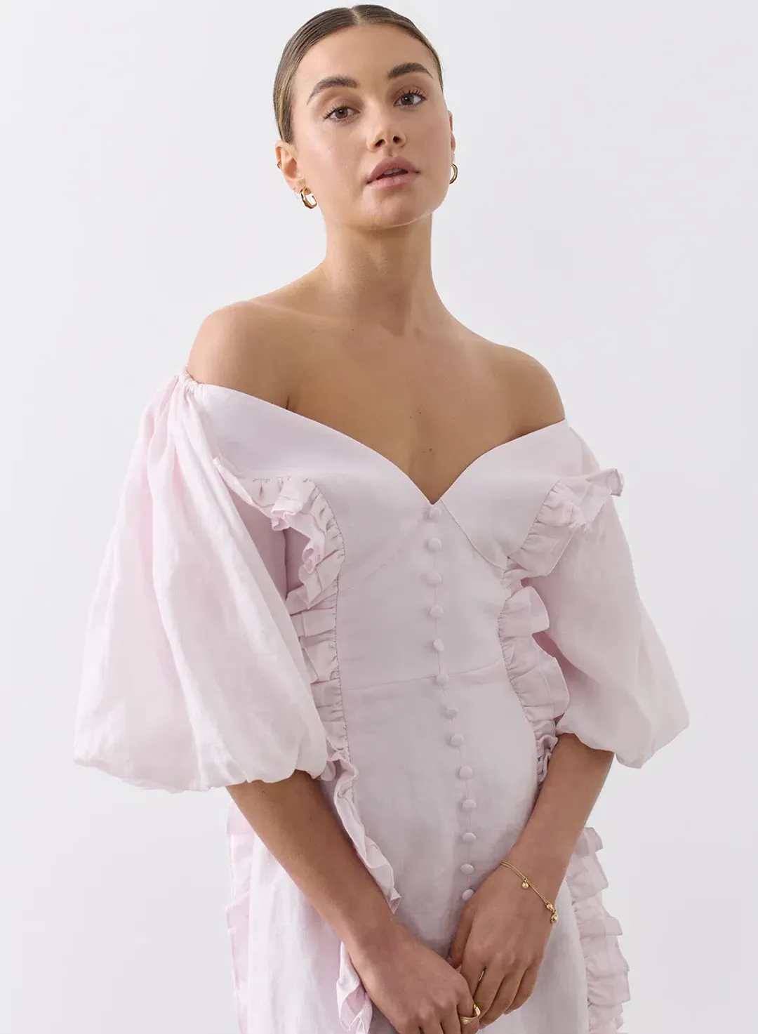 Joslin Studio Annabelle Linen Ramie Mini Dress Pink Size 6 for rent on The Volte - main image