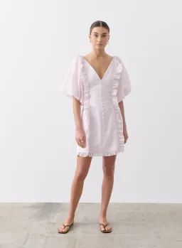 Joslin Studio Annabelle Linen Ramie Mini Dress Pink Size 6 for rent on The Volte - image 1