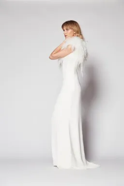 Mode and Affaire Ostrich Feather Bolero Snow Size 8 for rent on The Volte - image 3