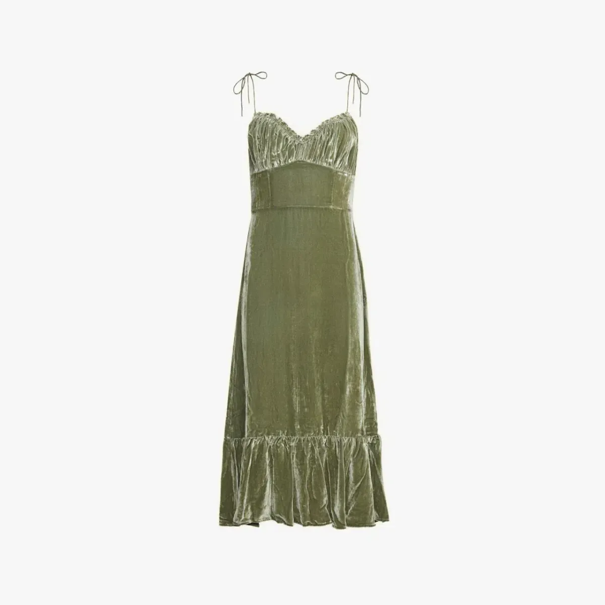 Reformation Oda Velvet Midi Dress Artichoke Size AU 4  for rent on The Volte - main image