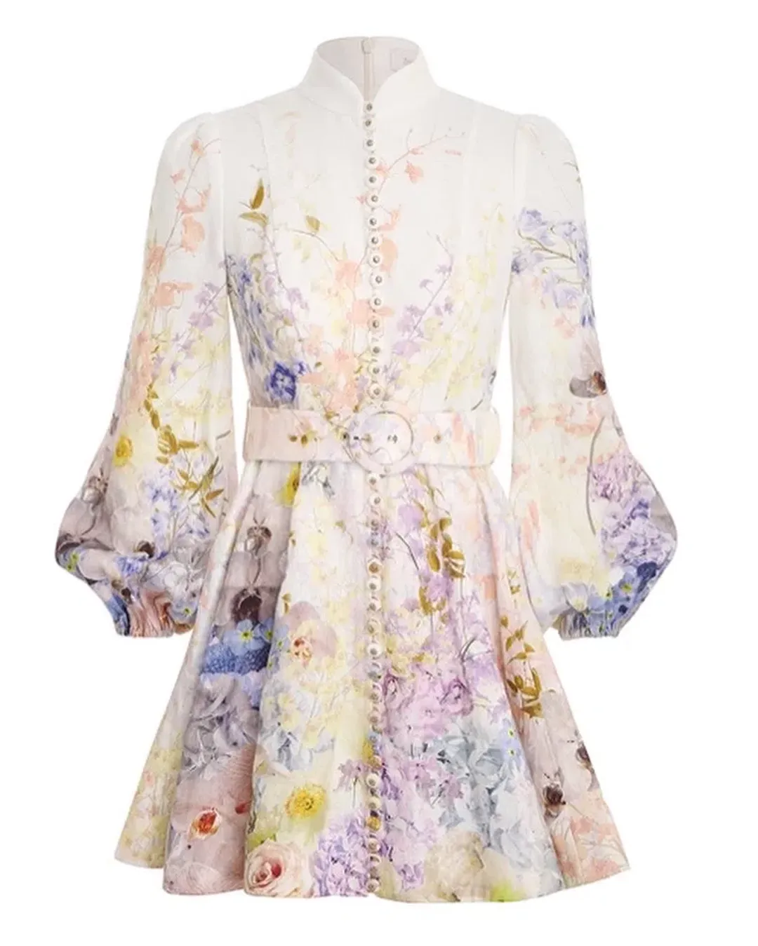 Zimmermann Rhythmic Buttoned Mini Dress Print Size 0/Au 8 for rent on The Volte - main image