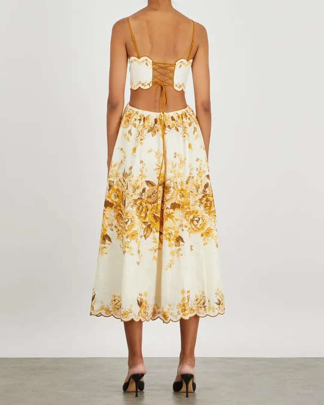 Zimmermann Aliane Scallop Midi Dress Print Size 1/Au 10 for rent on The Volte - main image