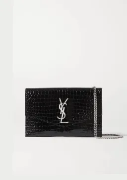 Saint Laurent Croc Leather Shoulder Bag Black for rent on The Volte - image 1