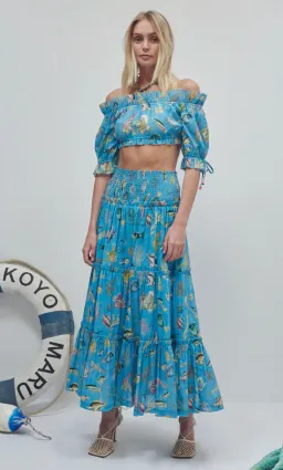 Alemais Otto Cropped Top and Midi Skirt Set Blue Size 8 for rent on The Volte - image 1