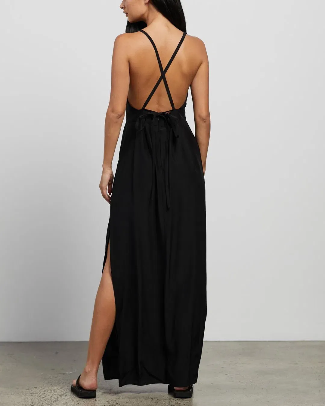 Matin Backless Silk Dress Black Size 10  for rent on The Volte - main image