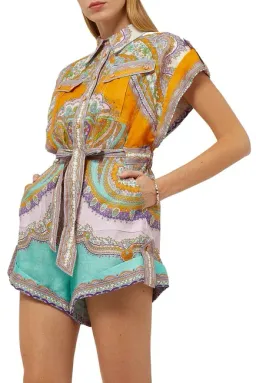 Zimmermann Lola Cuffed Playsuit Daisy Paisley Print Size 0 for rent on The Volte - image 2