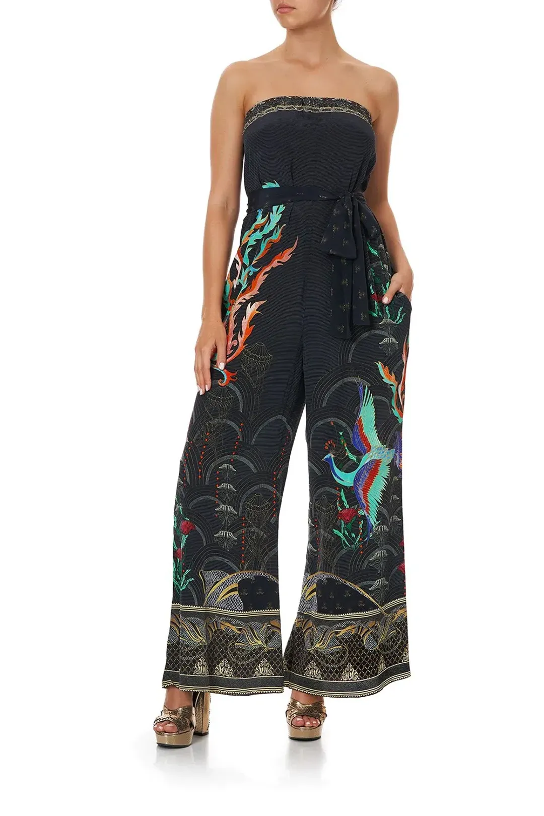 Camilla Wise Wings Tie Waist Strapless Jumpsuit Size S for rent on The Volte - main image