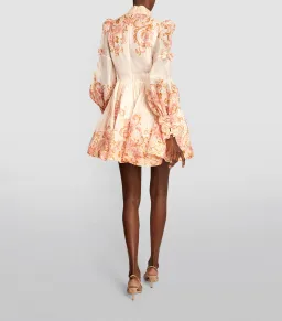 Zimmermann Postcard Bow Mini Dress Pink Swirl Floral Size 1 / AU 10 for rent on The Volte - image 2