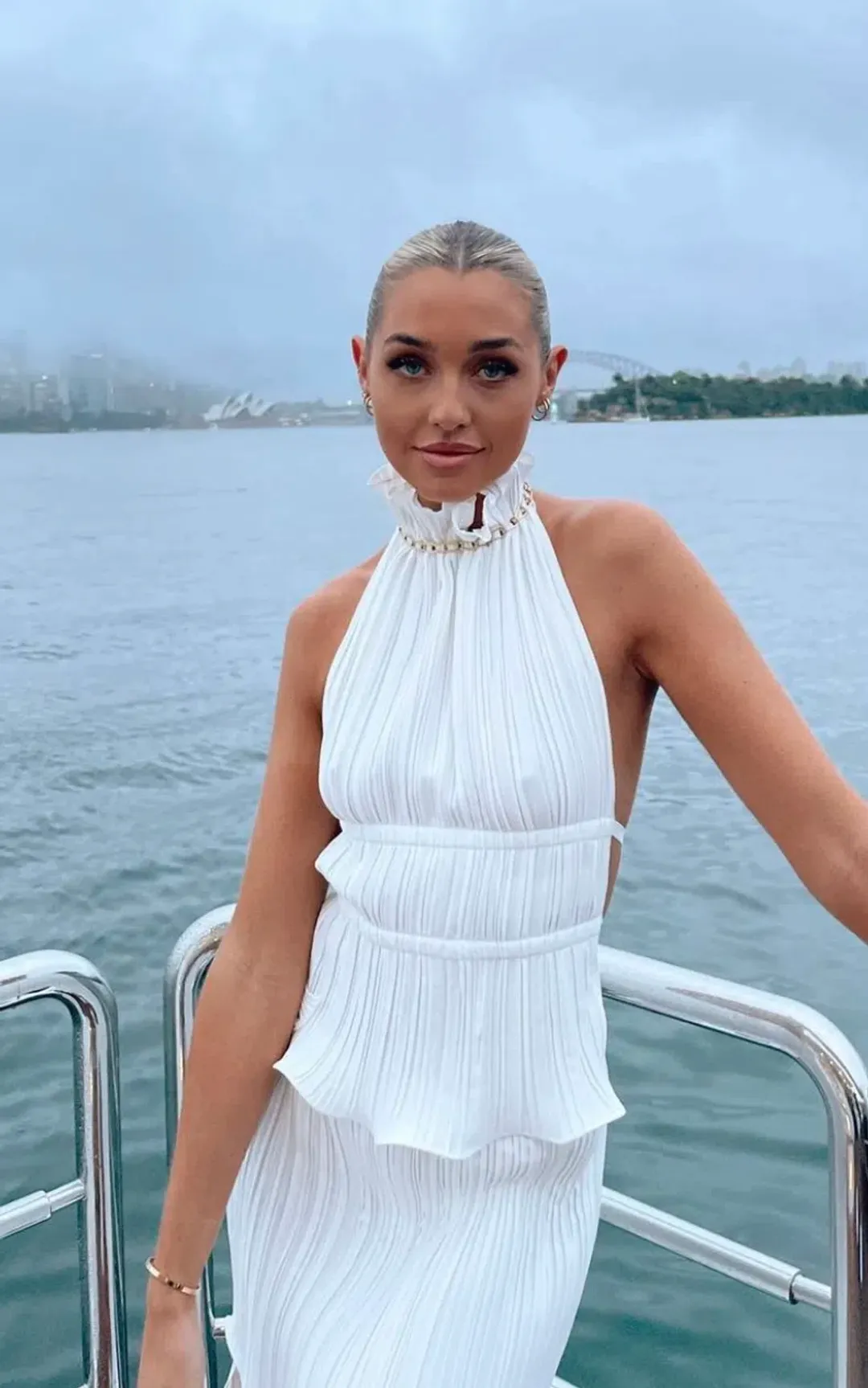 Dion Lee Chain Pleat Halter Top White Size 10  for rent on The Volte - main image