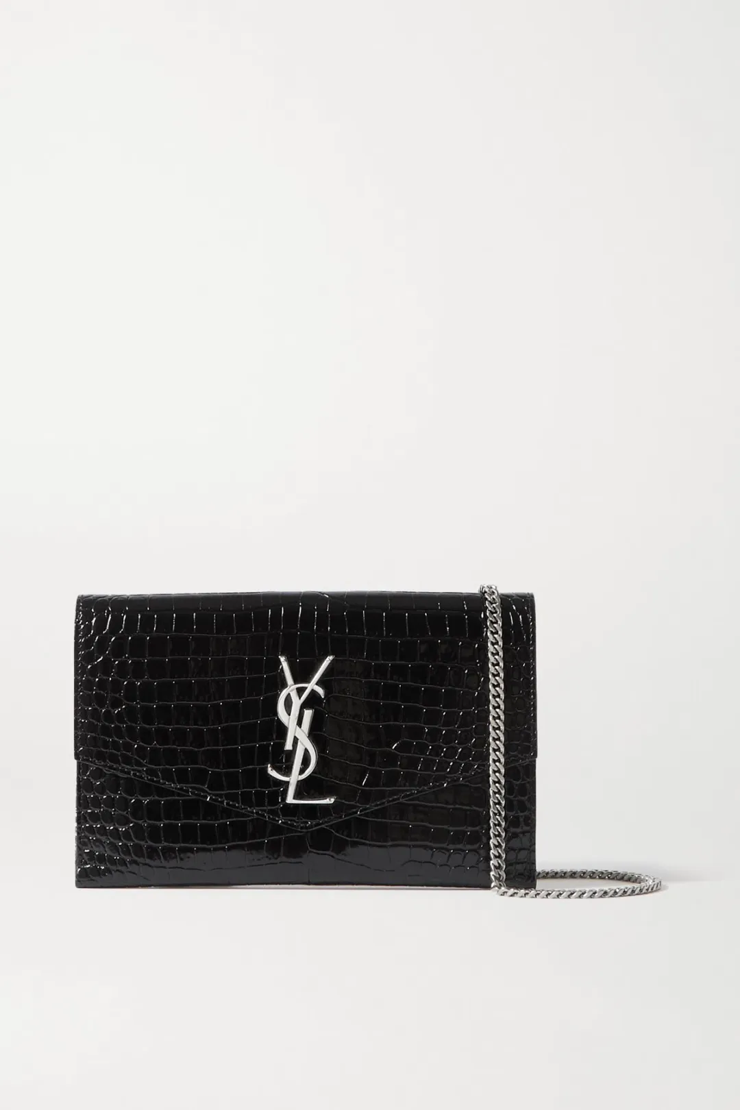 Saint Laurent Croc Leather Shoulder Bag Black for rent on The Volte - main image