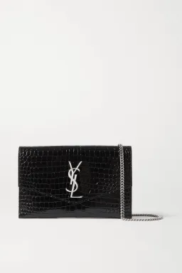 Saint Laurent Croc Leather Shoulder Bag Black for rent on The Volte - image 1