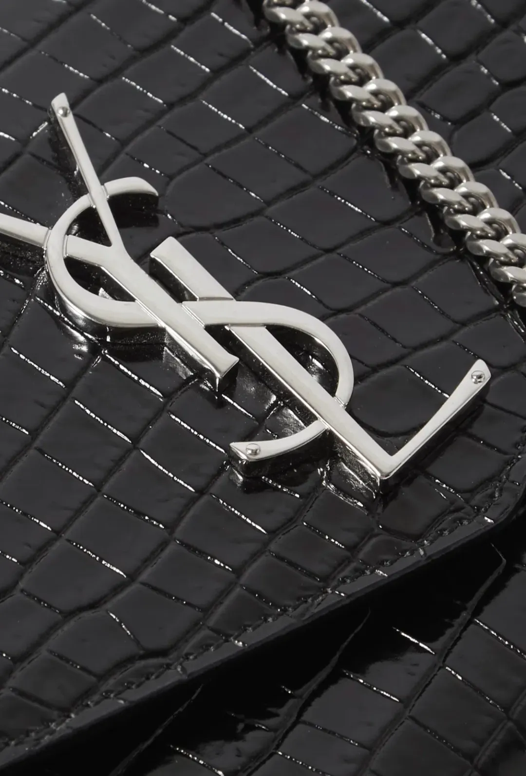 Saint Laurent Croc Leather Shoulder Bag Black for rent on The Volte - main image