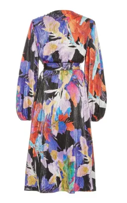 Rebecca Vallance Belladonna Lamé Midi Dress Print Size 8 for rent on The Volte - image 3