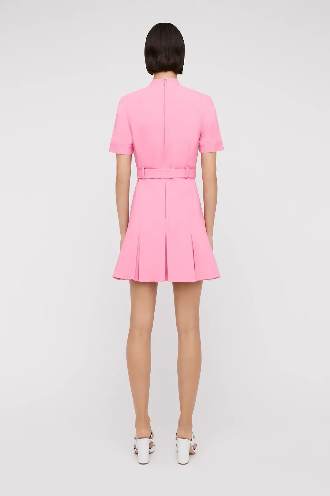 Scanlan Theodore Tailored Pleat Mini Dress Pink Size 10 for rent on The Volte - main image