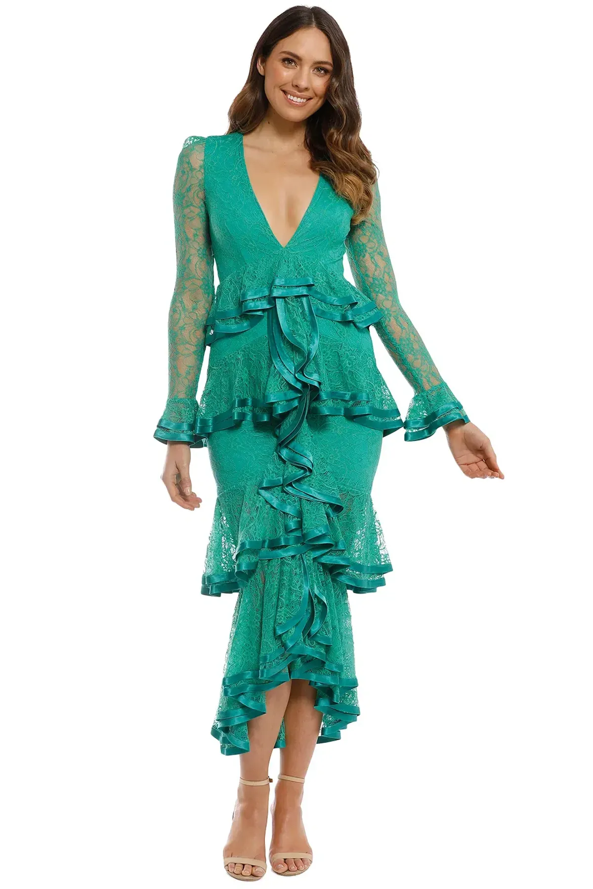Nicola Finetti Maia Dress Green Size 8 for rent on The Volte - main image