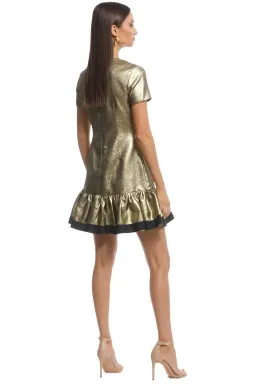 By Johnny Gold Yarn Frill Tee Mini Dress Gold Size 8 for rent on The Volte - image 2