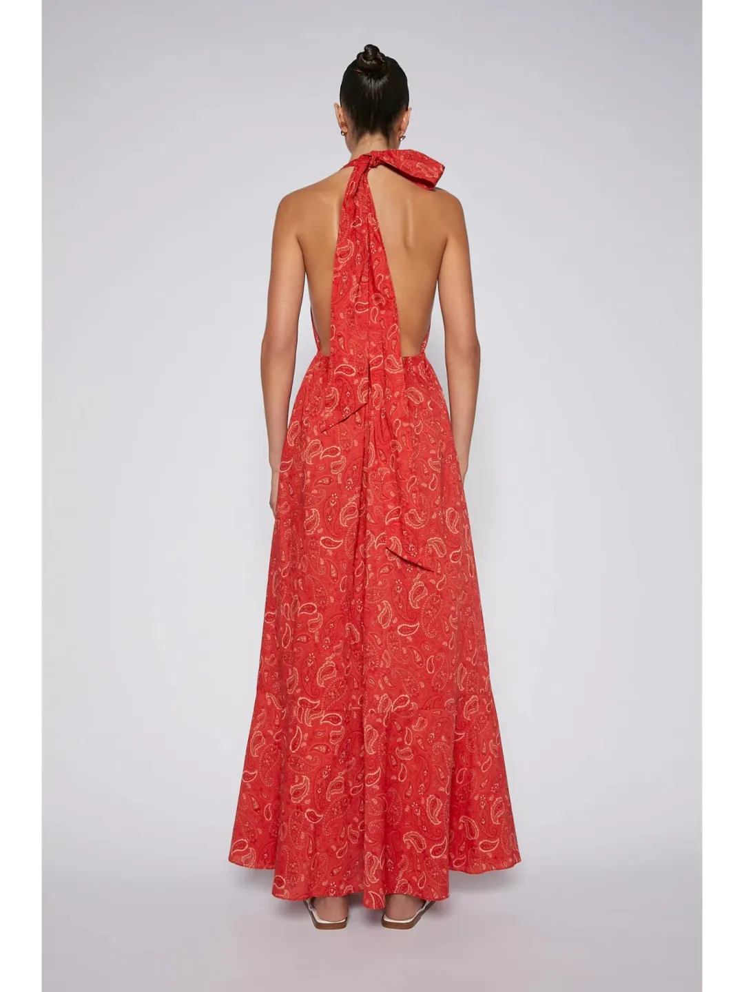 Scanlan Theodore Paisley Cotton Halter Dress Red Size AU 8 for rent on The Volte - main image