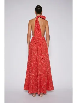 Scanlan Theodore Paisley Cotton Halter Dress Red Size AU 8 for rent on The Volte - image 4