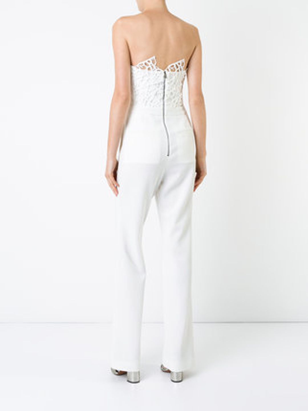 Rebecca Vallance Sophia Lace Jumpsuit in Ivory size 10 for rent on The Volte - main image