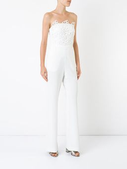 Rebecca Vallance Sophia Lace Jumpsuit in Ivory size 10 for rent on The Volte - image 1