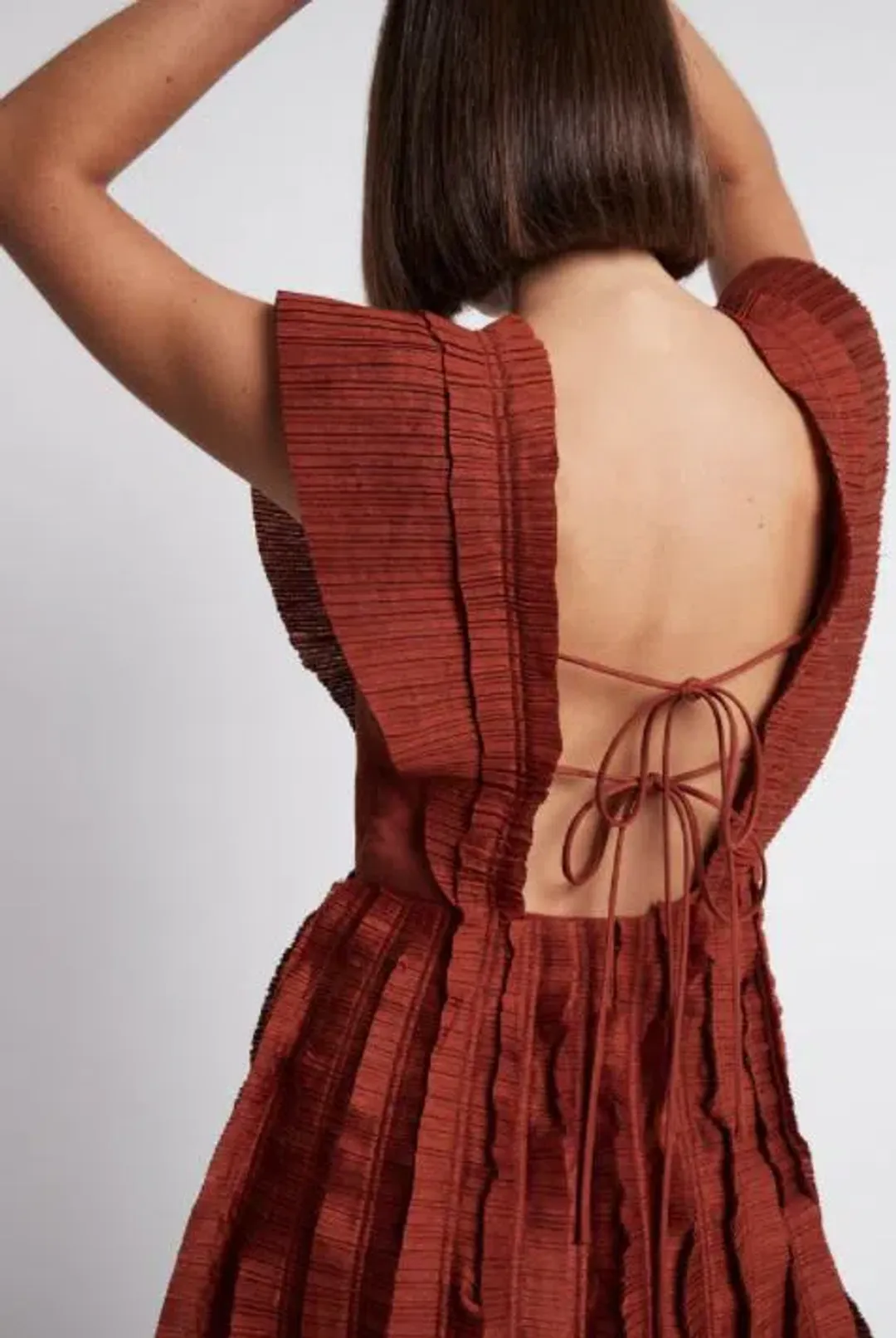 Aje Hybrid Midi Dress Burgundy Size 8 for rent on The Volte - main image