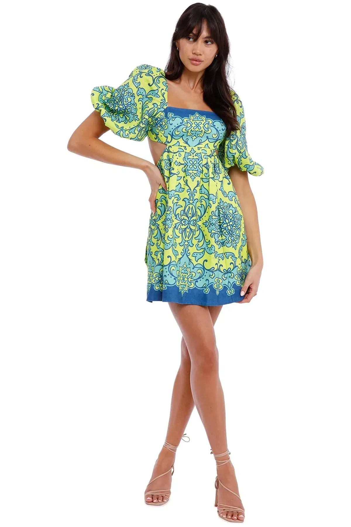 Zimmermann Nina Cut Out Mini Dress Print Size 3  for rent on The Volte - main image