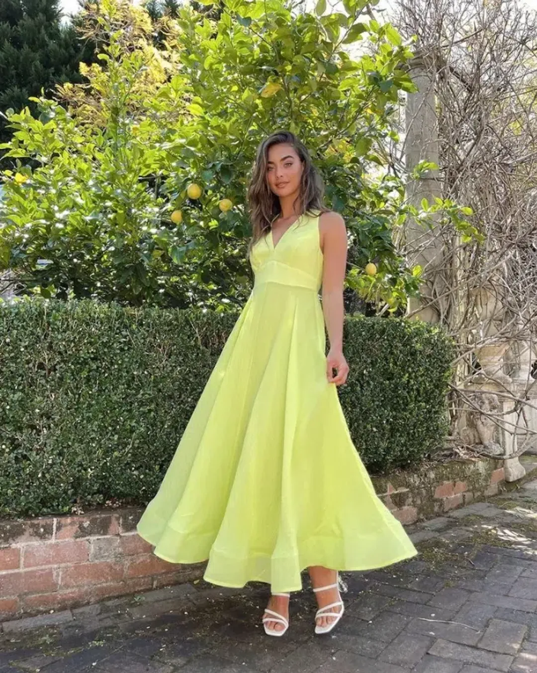 Sheike Audrey Dress Yellow Green Size 8 for rent on The Volte - main image