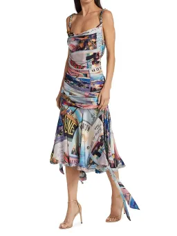 Zimmermann Postcard Draped Printed Silk Midi Dress Blue Size 1/Au 10 for rent on The Volte - image 2