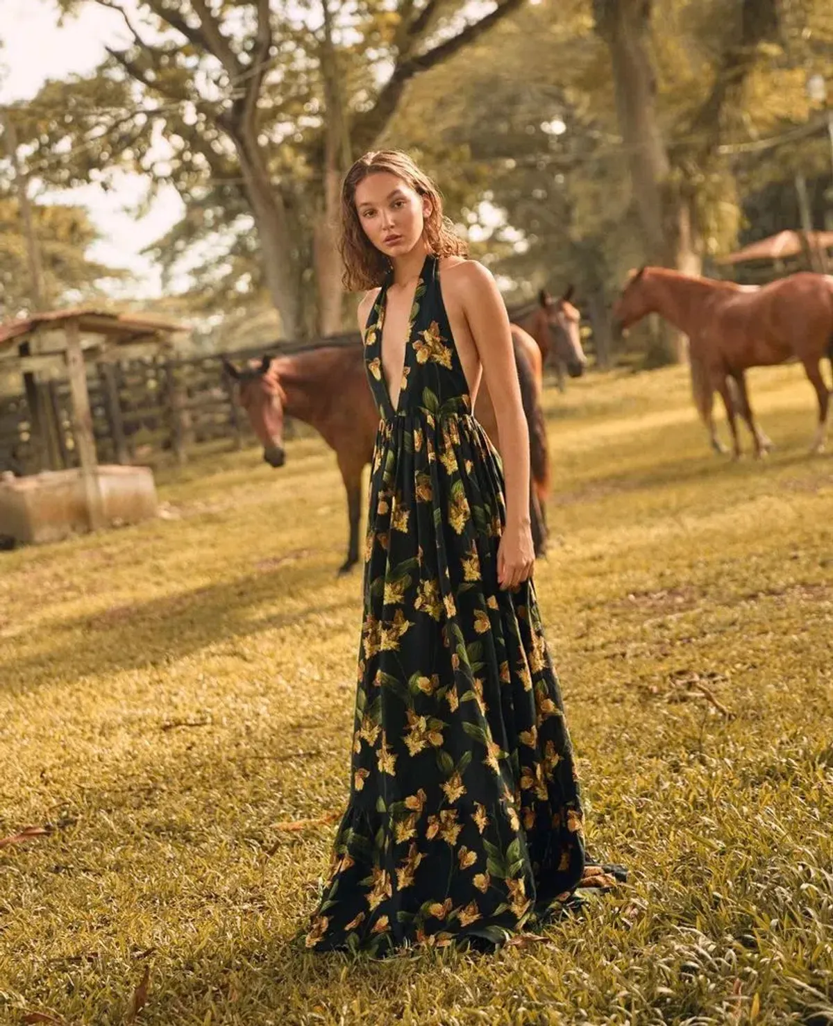 Agua by Agua Bendita Olivia Jardin Linen Maxi Dress Print Size XS for rent on The Volte - main image