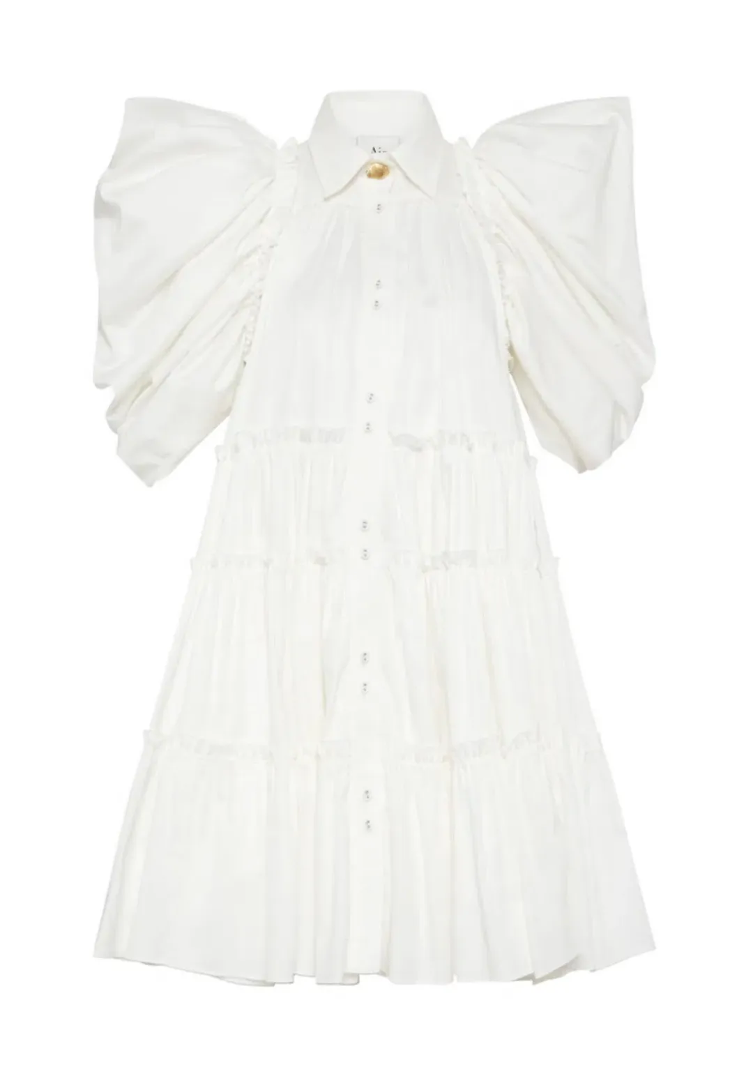 Aje Swift Butterfly Sleeve Smock Mini Dress White Size 4  for rent on The Volte - main image