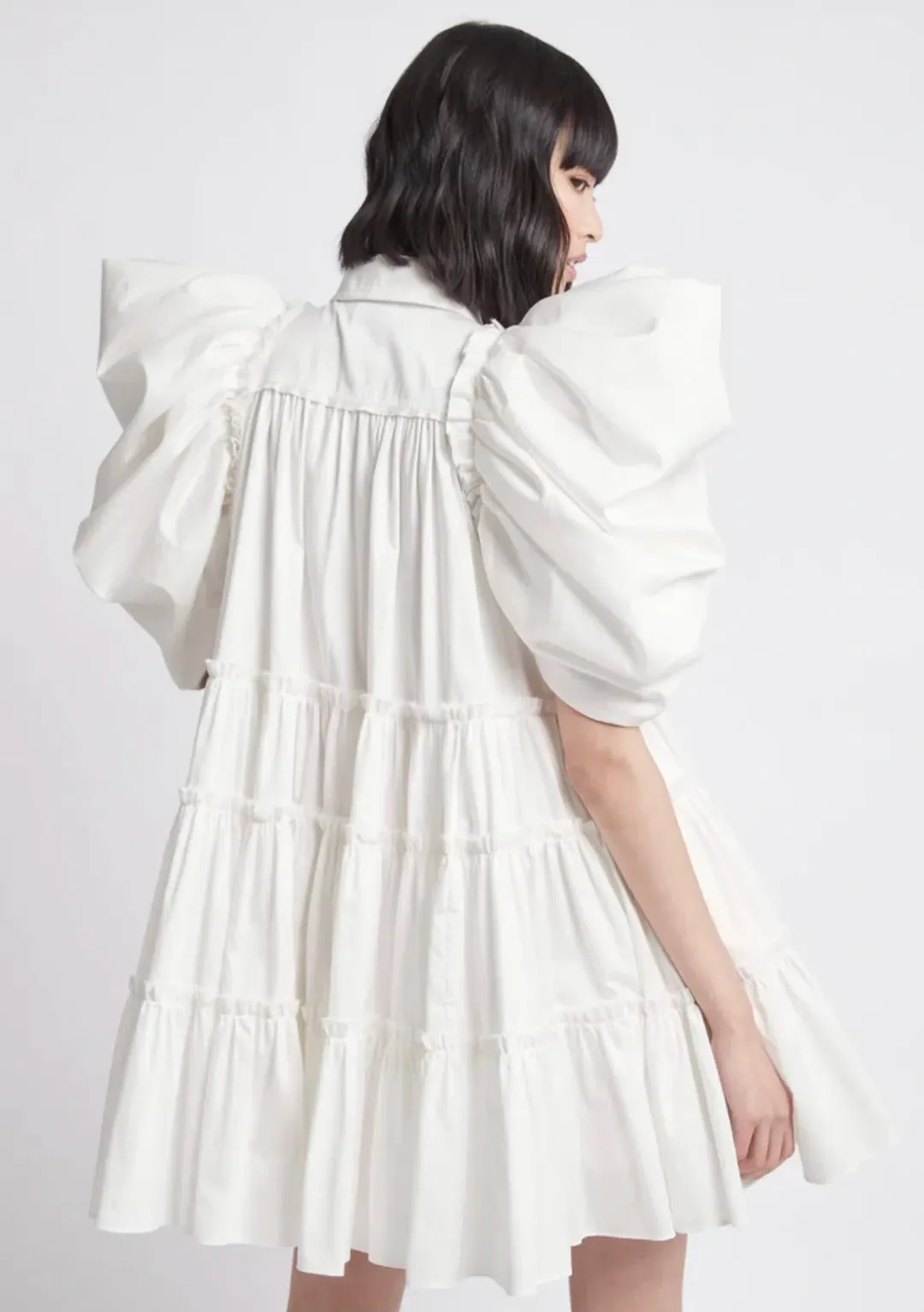 Aje Swift Butterfly Sleeve Smock Mini Dress White Size 4  for rent on The Volte - main image