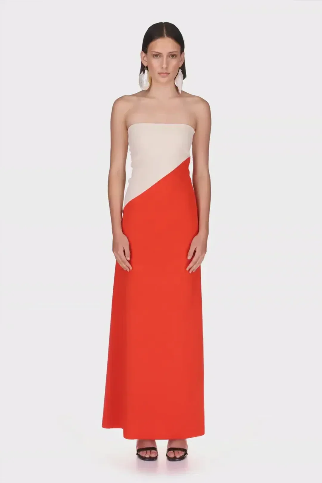 Aaizel Strapless Asymmetrical Line Maxi Dress Two Tone Size 8 for rent on The Volte - main image