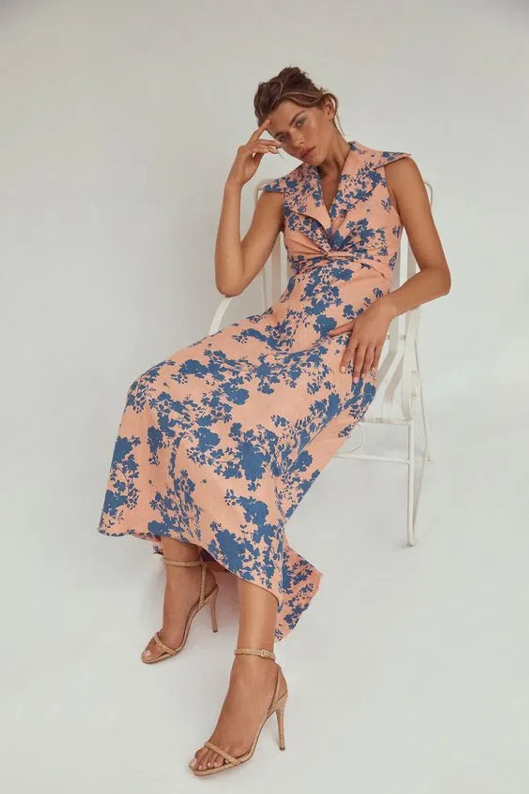 Scanlan Theodore Linen Floral Slip Midi Dress Floral Size 6 for rent on The Volte - main image