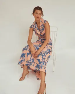 Scanlan Theodore Linen Floral Slip Midi Dress Floral Size 6 for rent on The Volte - image 1