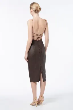Manning Cartell Alter Egos Backless Vegan Leather Dress Brown Size 8 for rent on The Volte - image 3