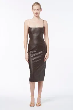 Manning Cartell Alter Egos Backless Vegan Leather Dress Brown Size 8 for rent on The Volte - image 1