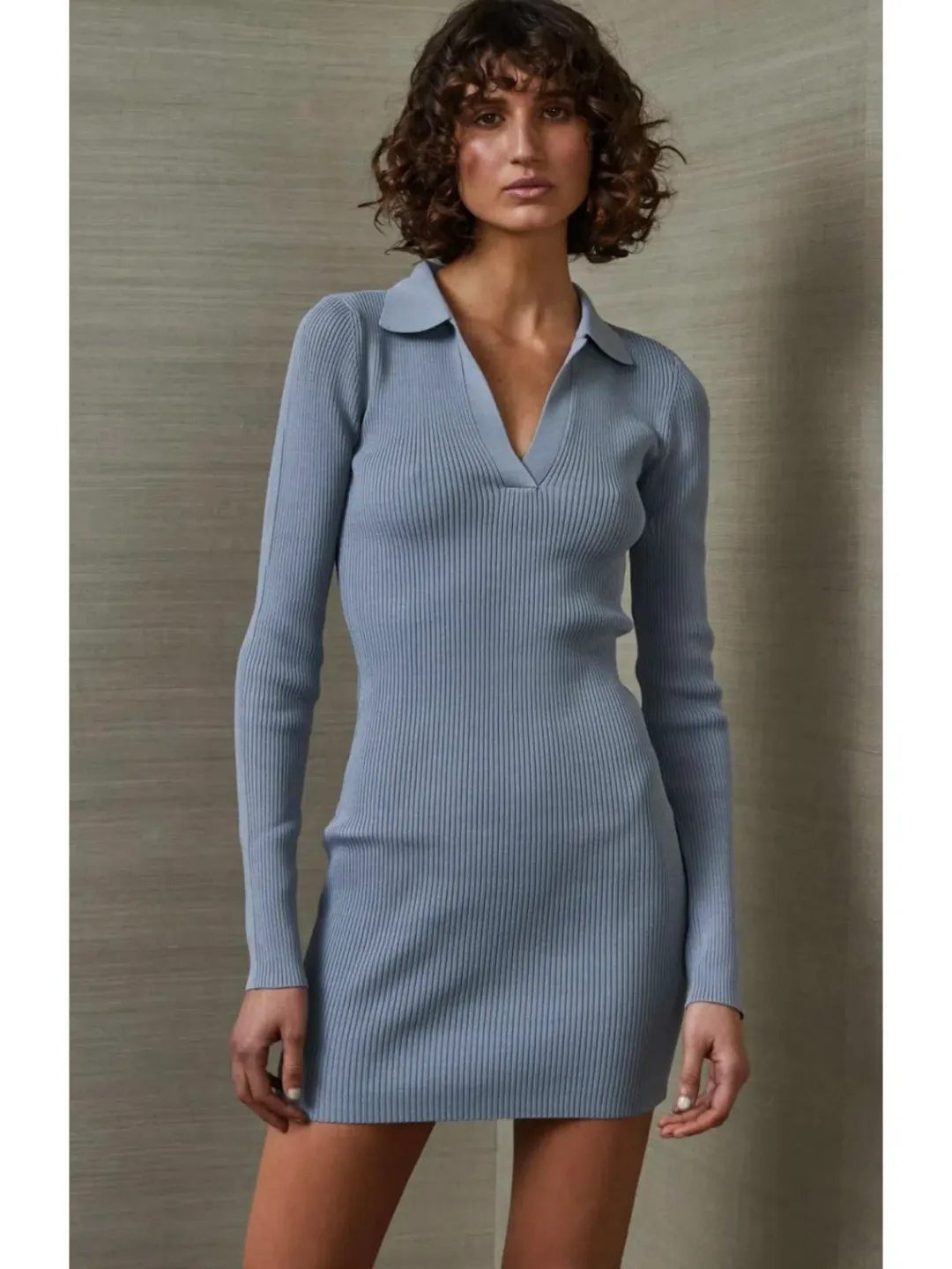 Bec & Bridge Harper Knit Mini Dress in Storm Blue Size AU 6  for rent on The Volte - main image