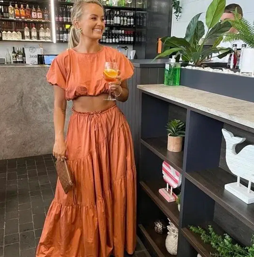 S/W/F - Penthouse Cropped Tee and Drawstring Tiered Skirt  Set  for rent on The Volte - main image