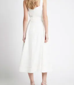 Aje Byblos Linen Belted Midi Dress White Size 6 for rent on The Volte - image 2
