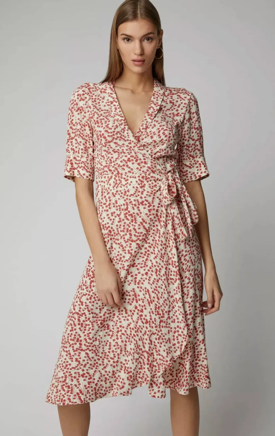 Ganni Goldstone Crepe Wrap Dress Print Size 34 for rent on The Volte - main image