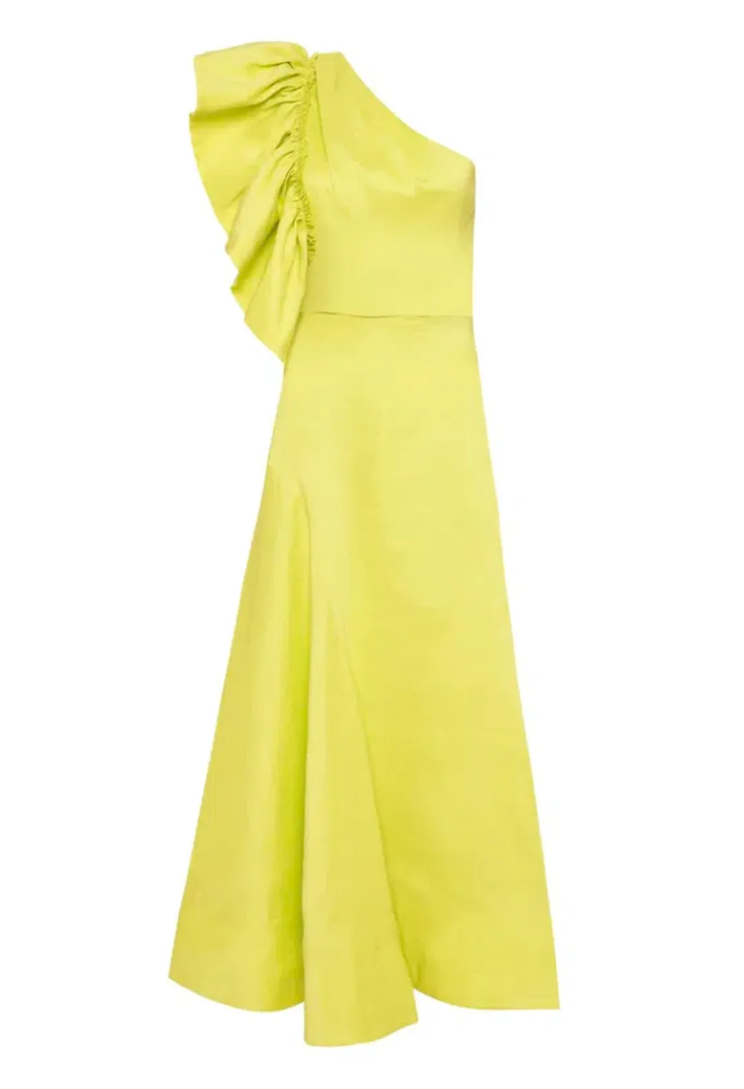Aje Bonjour Asymmetric Midi Dress Lime Green Size 12 for rent on The Volte - main image