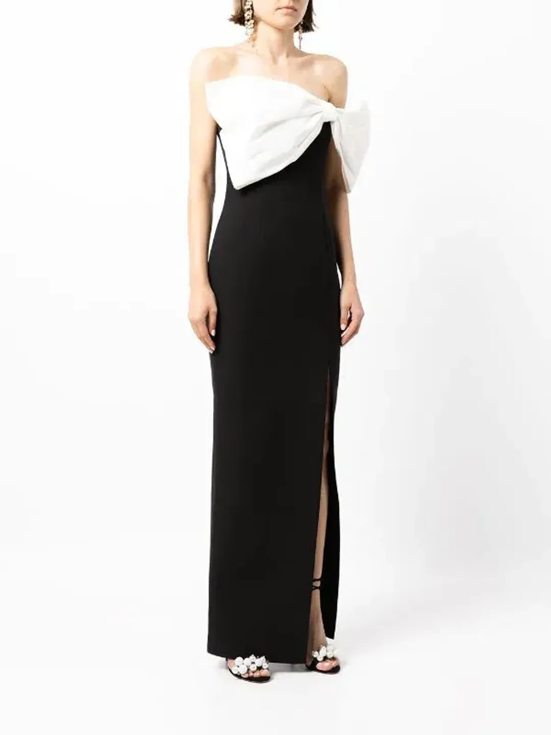 Rachel Gilbert Two-Tone Bow-Detail Gown Black Size AU 8  for rent on The Volte - main image