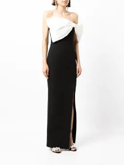 Rachel Gilbert Two-Tone Bow-Detail Gown Black Size AU 8  for rent on The Volte - image 3