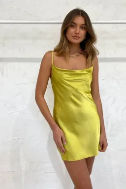 Shona Joy Gala Bias Mini Slip Dress in Lime Green Size 10 for rent on The Volte - image 5