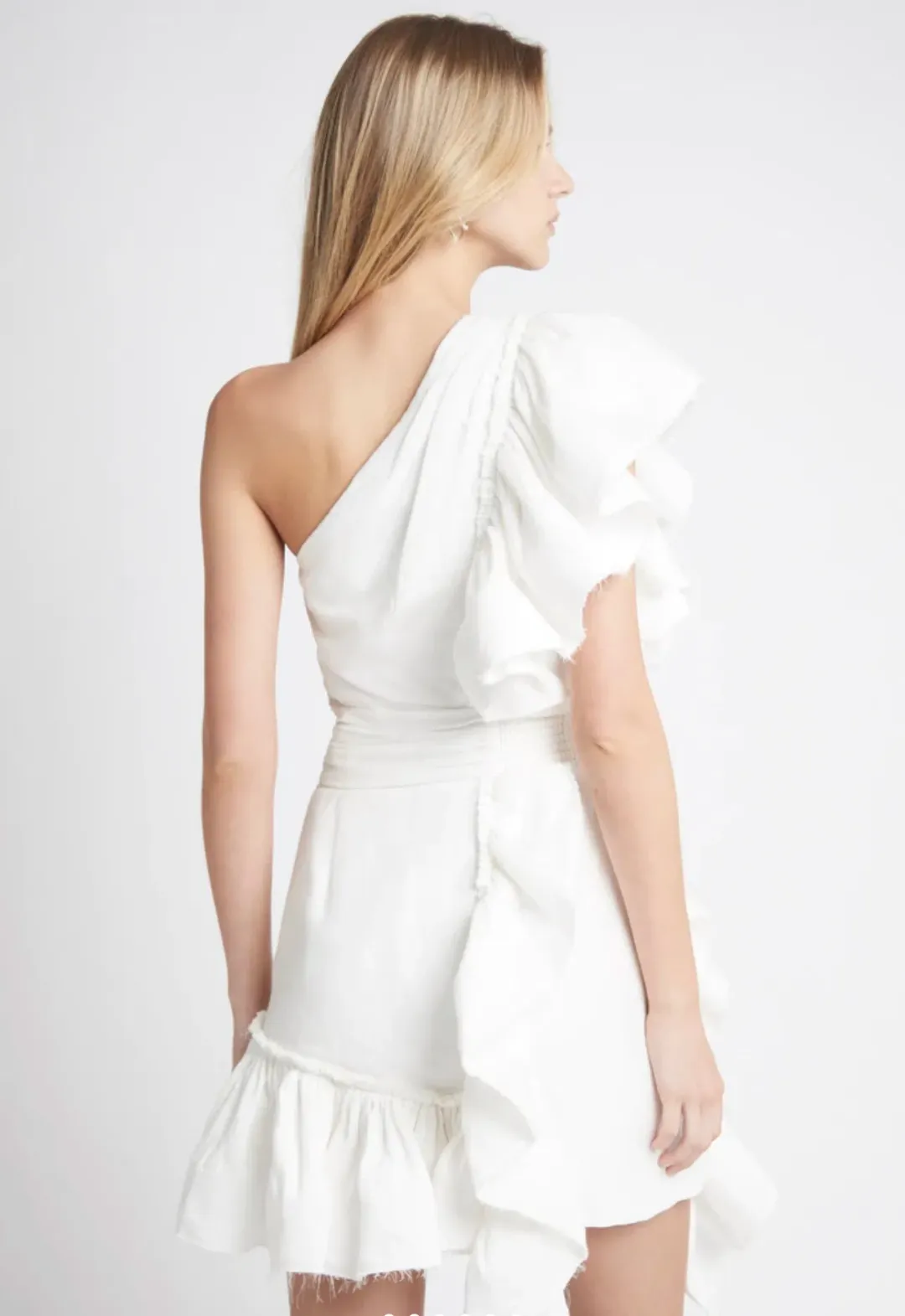 Aje Bonjour Assymetric Mini Dress White Size 16 for rent on The Volte - main image