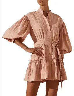 Shona Joy Ella Balloon Sleeve Mini Dress Pink Size 8 for rent on The Volte - image 3