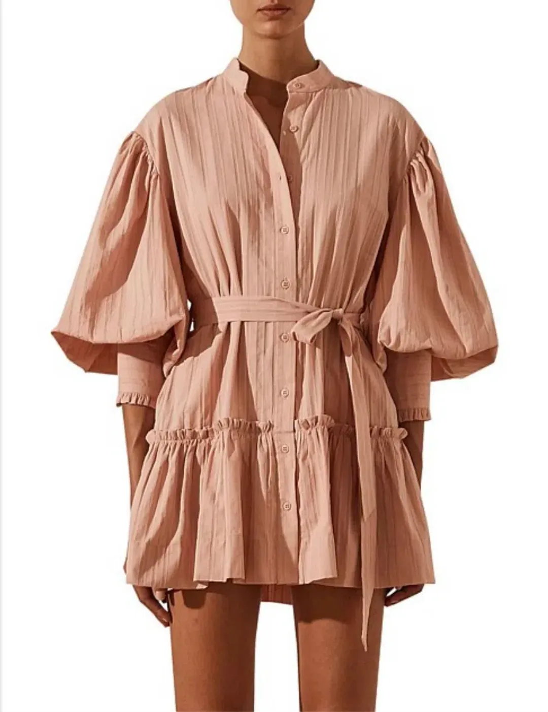 Shona Joy Ella Balloon Sleeve Mini Dress Pink Size 8 for rent on The Volte - main image