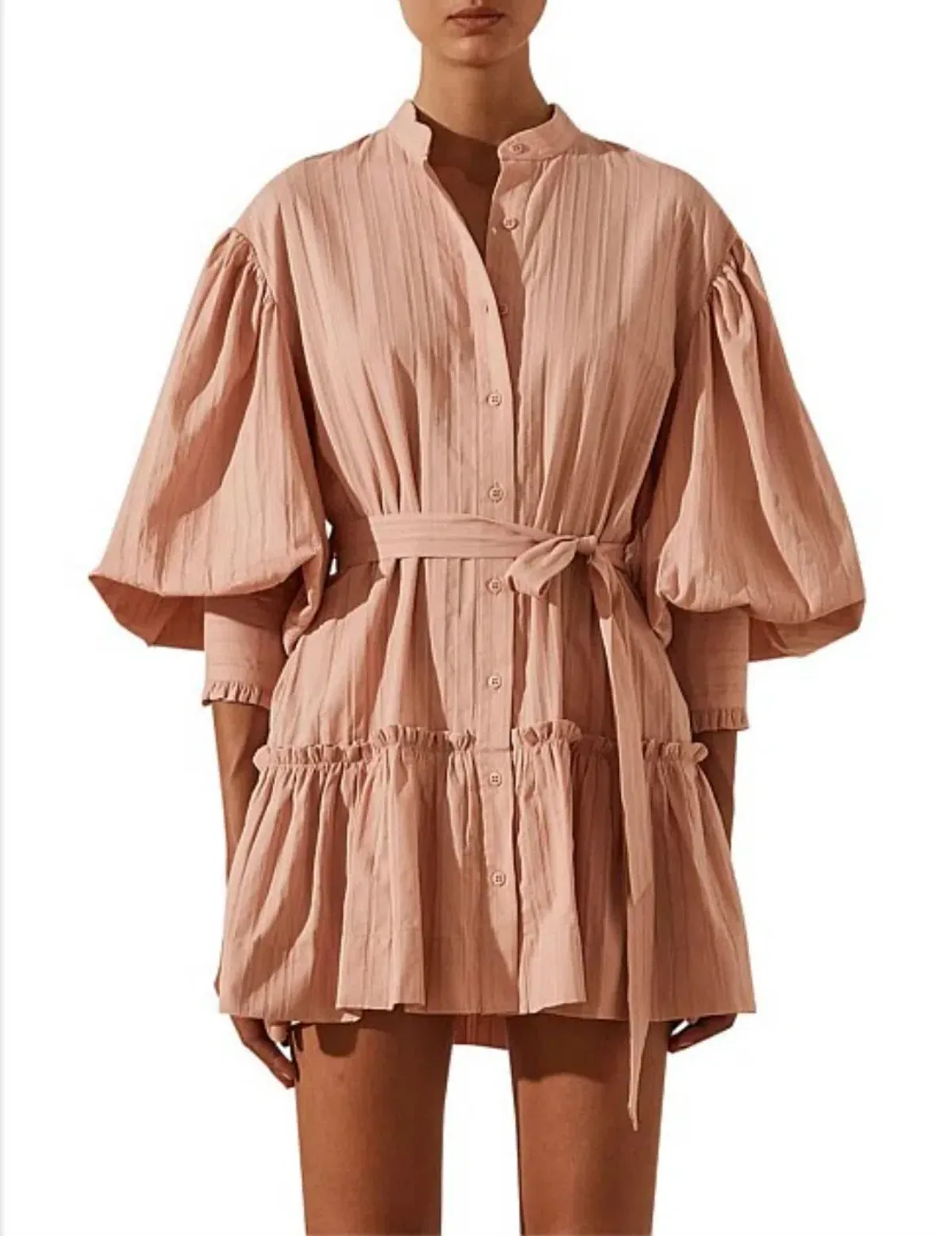 Shona Joy Ella Balloon Sleeve Mini Dress Pink Size 8 for rent on The Volte - main image