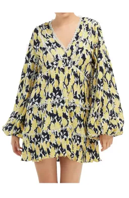 C/MEO Collective Enlight Long Sleeve Mini Smock Dress Marigold Floral Size 10 for rent on The Volte - image 2
