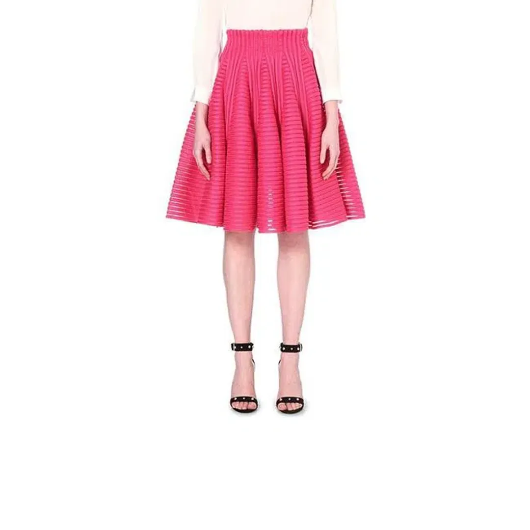 Maje Julien Neoprene Skirt Pink Size 10 for rent on The Volte - main image